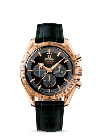 Omega - 321.53.42.50.01.001  Speedmaster Broad Arrow 1957 Red Gold / Black