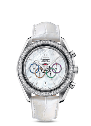 Omega - 321.58.44.52.55.001  Speedmaster Co-Axial White Gold / MOP / Diamond / Olympic Collection