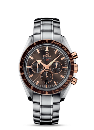 Omega - 321.90.42.50.13.002  Speedmaster Broad Arrow 1957 Stainless Steel / Red Gold / Brown / Bracelet