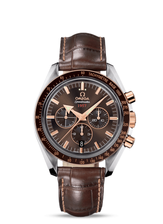 Omega - 321.93.42.50.13.001  Speedmaster Broad Arrow 1957 Stainless Steel / Red Gold / Brown