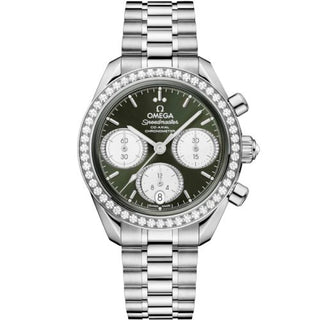 Omega - 324.15.38.50.60.001  Speedmaster Date 38 Stainless Steel - Diamond / Green / Bracelet