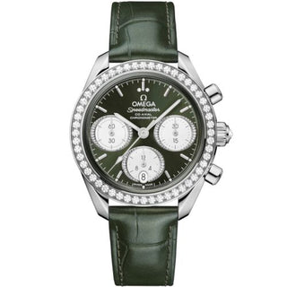 Omega - 324.18.38.50.60.001  Speedmaster Date 38 Stainless Steel - Diamond / Green / Bracelet