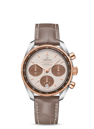 Omega - 324.23.38.50.02.002  Speedmaster Co-Axial 38 Stainless Steel / Sedna Gold / Cappuccino