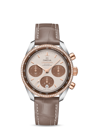 Omega - 324.28.38.50.02.002  Speedmaster Co-Axial 38 Stainless Steel / Sedna Gold / Diamond / Cappuccino