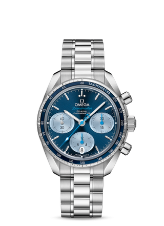 Omega - 324.30.38.50.03.002  Speedmaster Co-Axial 38 Stainless Steel / Blue / Bracelet / Orbis