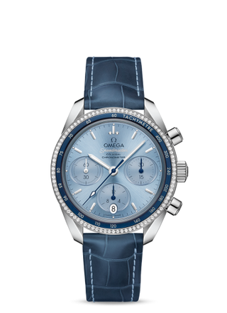 Omega - 324.38.38.50.03.001  Speedmaster Co-Axial 38 Stainless Steel / Diamond / Blue / Strap