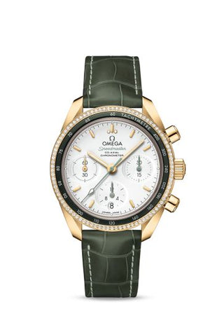 Omega - 324.68.38.50.02.004  Speedmaster Co-Axial 38 Yellow Gold / Diamond / Silver / Strap