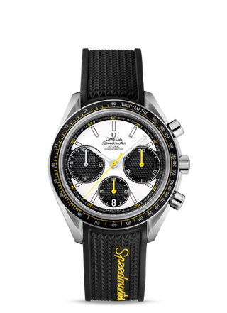 Omega - 326.32.40.50.04.001  Speedmaster Racing Co-Axial Chronograph Stainless Steel / Silver-Yellow / Rubber