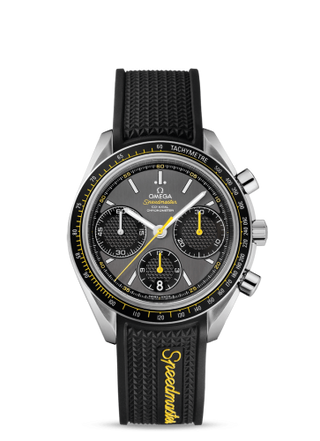 Omega - 326.32.40.50.06.001  Speedmaster Racing Co-Axial Chronograph Stainless Steel / Grey-Yellow / Rubber