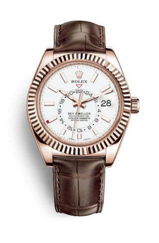 Rolex - 326135-0006  Sky-Dweller Everose / White / Alligator