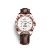 Rolex - 326135-0006  Sky-Dweller Everose / White / Alligator