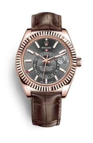 Rolex - 326135-0008  Sky-Dweller Everose / Dark Rhodium / Alligator