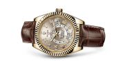 Rolex - 326138-0003  Sky-Dweller Yellow Gold / Silver Roman / Alligator