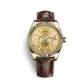 Rolex - 326138-0006  Sky-Dweller Yellow Gold / Champagne / Alligator