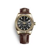 Rolex - 326138-0008  Sky-Dweller Yellow Gold / Black / Alligator