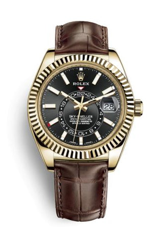 Rolex - 326138-0008  Sky-Dweller Yellow Gold / Black / Alligator