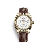 Rolex - 326138-0010  Sky-Dweller Yellow Gold / White / Alligator