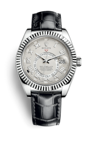 Rolex - 326139-0004  Sky-Dweller White Gold / Ivory / Alligator