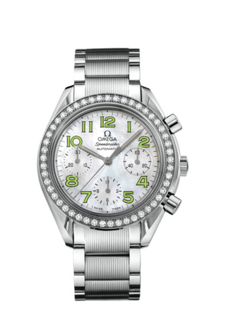 Omega - 3535.72.00  Speedmaster Reduced Ladies Stainless Steel / Diamond / MOP / Green / Bracelet