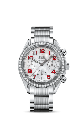 Omega - 3535.79.00  Speedmaster Reduced Ladies Stainless Steel / Diamond / MOP / Red / Bracelet