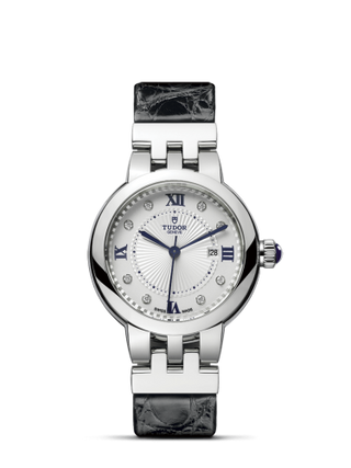 Tudor - 35500-0006  Clair de Rose 30 Stainless Steel / Silver-Diamond / Alligator