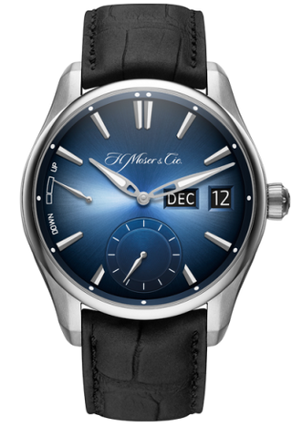 H. Moser & Cie - 3808-1201  Pioneer Perpetual Calendar MD Stainless Steel / Funky Blue