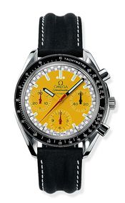 Omega - 3810.12.06  Speedmaster Reduced Stainless Steel / Yellow / Strap / Schumacher