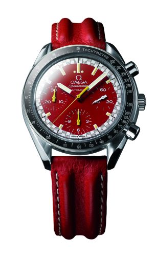 Omega - 3810.61.41  Speedmaster Reduced Stainless Steel / Red / Strap / Schumacher