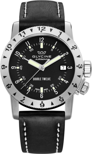 Glycine - 3938.19.LB9B  Glycine Airman Double Twelve Black / Stainless Steel