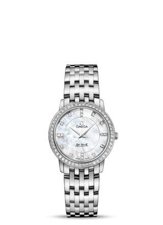 Omega - 413.15.27.60.55.001  De Ville Prestige Quartz 27.4 Stainless Steel / MOP / Bracelet / Diamond