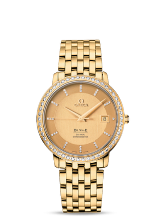 Omega - 413.55.37.20.58.001  De Ville Prestige Co-Axial 36.5 Yellow Gold / Diamond / Bracelet