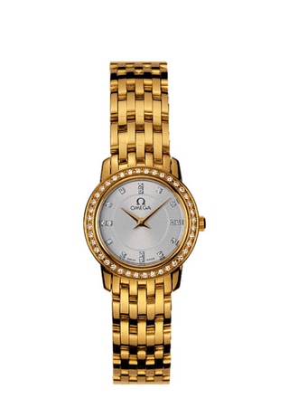 Omega - 4175.35.00  De Ville Prestige Quartz 22 Yellow Gold / Diamond / Silver / Bracelet