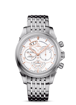 Omega - 422.10.41.50.04.001  De Ville Co-Axial 41 Chronoscope Stainless Steel / White / Bracelet / St. Moritz