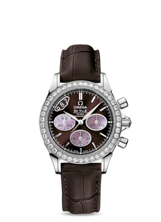 Omega - 422.18.35.50.13.001  De Ville Co-Axial 35 Chronograph Stainless Steel Diamond / Brown / Strap