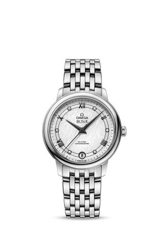 Omega - 424.10.33.20.52.002  De Ville Prestige Co-Axial 32.7 Stainless Steel / Vintage Silk Silver / Bracelet