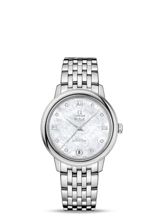 Omega - 424.10.33.20.55.001  De Ville Prestige Co-Axial 32.7 Stainless Steel / MOP Butterfly / Bracelet