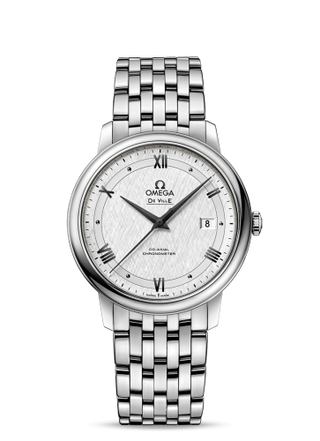 Omega - 424.10.40.20.02.005  De Ville Prestige Co-Axial 39.5 Stainless Steel / Vintage Silver Silk / Bracelet