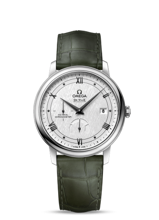 Omega - 424.13.40.21.02.004  De Ville Prestige Co-Axial 39.5 Power Reserve Stainless Steel / Vintage  Silver Silk