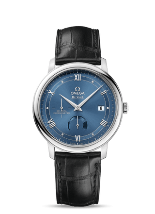 Omega - 424.13.40.21.03.002  De Ville Prestige Co-Axial 39.5 Power Reserve Stainless Steel / Vintage Blue