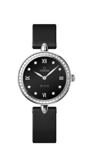 Omega - 424.17.27.60.51.001  De Ville Prestige Dewdrop Quartz 27.4 Stainless Steel / Black / Diamond