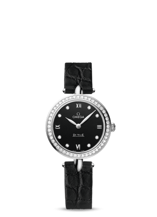 Omega - 424.18.27.60.51.001  De Ville Prestige Dewdrop Quartz 27.4 Stainless Steel / Black / Diamond