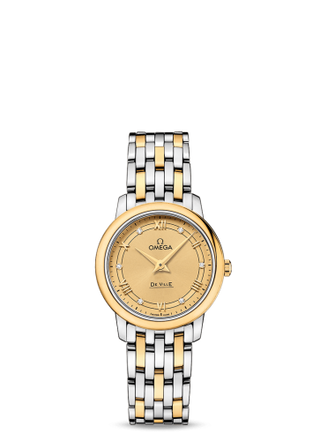 Omega - 424.20.27.60.58.003  De Ville Prestige Quartz  27.4 Stainless Steel / Yellow Gold / Vintage Champagne / Bracelet