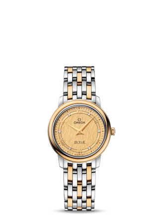 Omega - 424.20.27.60.58.004  De Ville Prestige Quartz  27.4 Stainless Steel / Yellow Gold / Vintage Champagne Silk / Bracelet