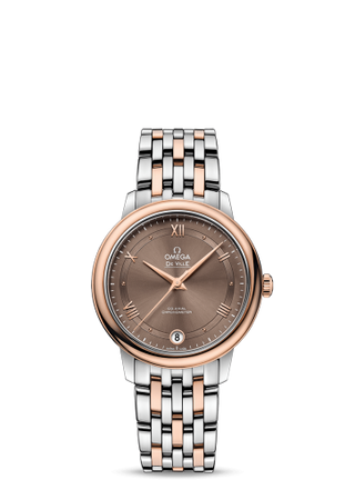 Omega - 424.20.33.20.13.001  De Ville Prestige Co-Axial 32.7 Stainless Steel / Red Gold / Brown / Bracelet