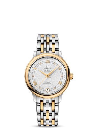 Omega - 424.20.33.20.52.001  De Ville Prestige Co-Axial 32.7 Stainless Steel / Yellow Gold / Vintage Silver Silk / Bracelet