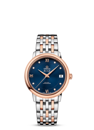 Omega - 424.20.33.20.53.001  De Ville Prestige Co-Axial 32.7 Stainless Steel / Red Gold / Blue / Bracelet