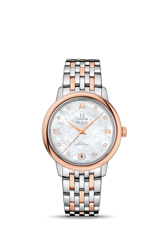 Omega - 424.20.33.20.55.001  De Ville Prestige Co-Axial 32.7 Stainless Steel / Red Gold / MOP Butterfly / Bracelet