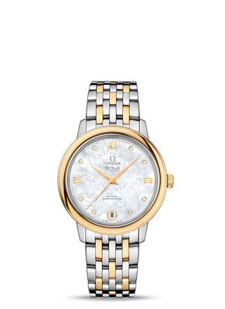 Omega - 424.20.33.20.55.002  De Ville Prestige Co-Axial 32.7 Stainless Steel / Yellow Gold / MOP Butterfly / Bracelet