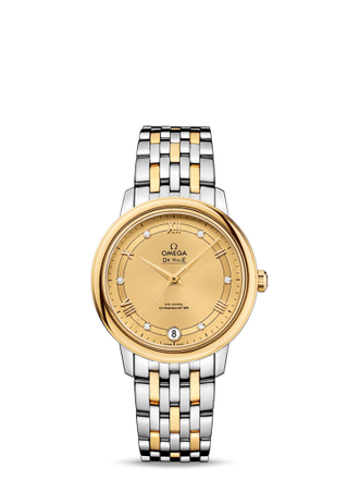 Omega - 424.20.33.20.58.002  De Ville Prestige Co-Axial 32.7 Stainless Steel / Yellow Gold / Vintage Champagne / Bracelet