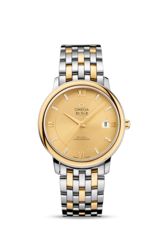 Omega - 424.20.37.20.58.001  De Ville Prestige Co-Axial 36.8 Stainless Steel / Yellow Gold / Champagne / Bracelet